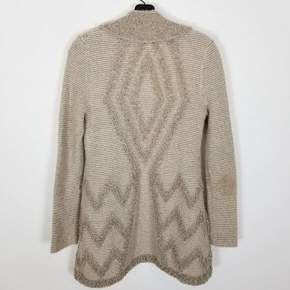 Angel Of The North Anthropologie Wool Blend  Knit Open Cardigan Sweater Sz M Tan - Picture 4 of 7